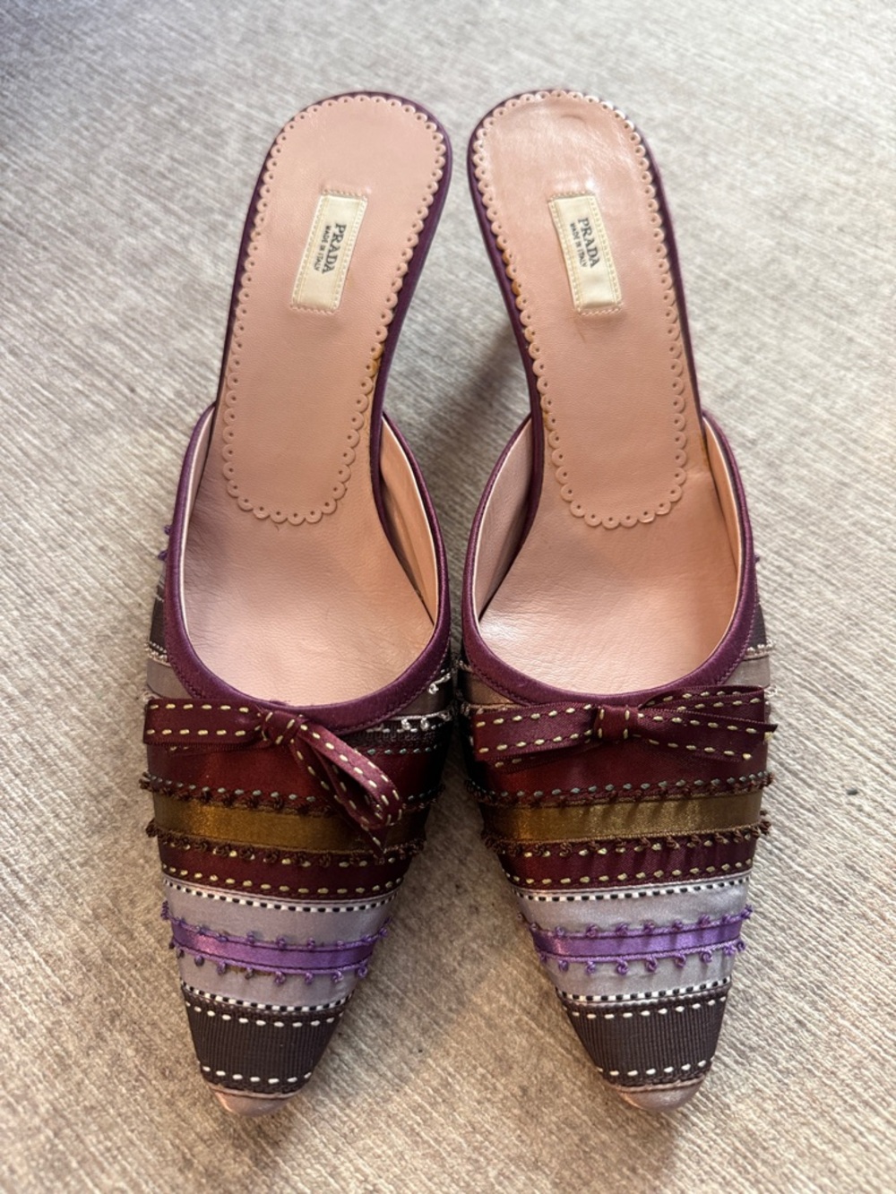 Very Rare Vintage Prada Silk Ribbon Kitten Heels